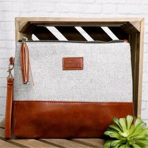 Elegant gray and Tan Mini Bag by funky monckey
